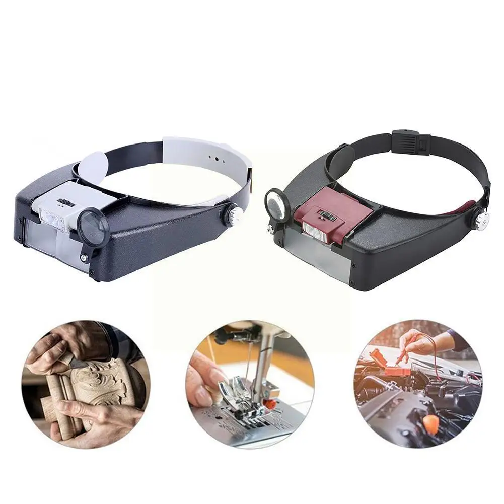 

Watch Maintenance Magnifying Glasses LED Head-mounted For Reading Optivisor Magnifying Glass Loupes Jewelry Watch Repair To T1E5