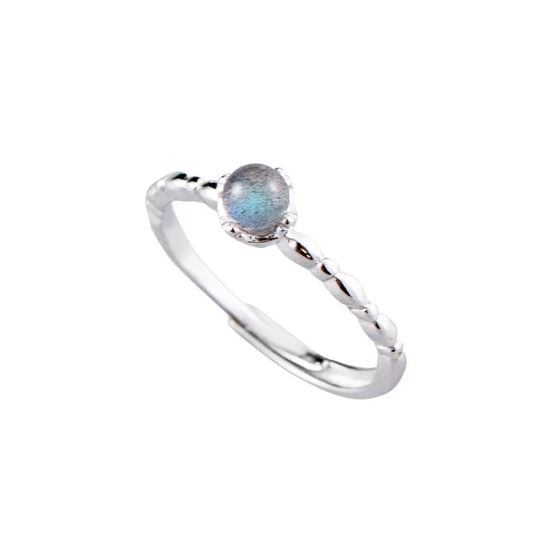 

New S925 Moonlight Synthetic Stone Ring Contracted Push-pull Design Ring For Female