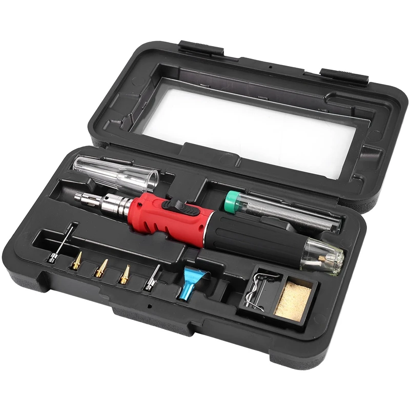 

10 in 1 Professional Butane Gas Soldering Iron Kit Cordless Welding Torch Solder Tool Kit