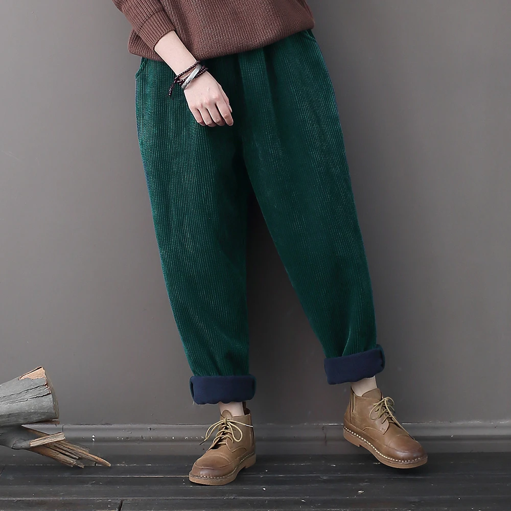 

Осенне-зимние классические вельветовые шаровары, женские бархатные теплые брюки с редисом, женские повседневные брюки, винтажные женские ш...