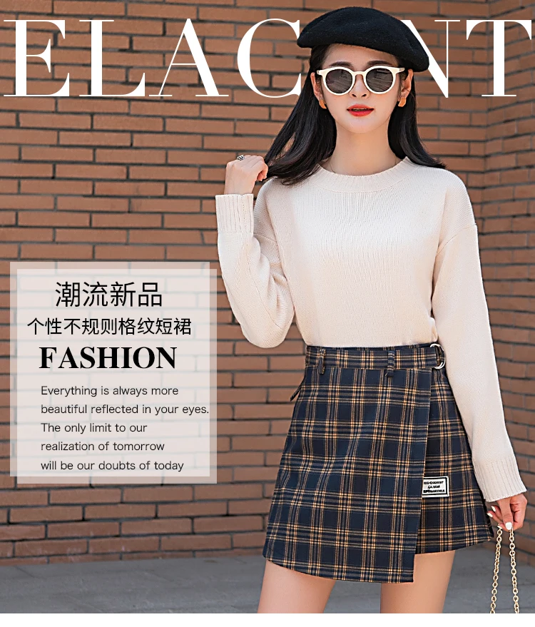 

Skirts Women Spring New Arrival Irregular Plus Size 2XL Mini Kpop Sashes A-line Plaid Retro Student Street Style Ulzzang Leisure