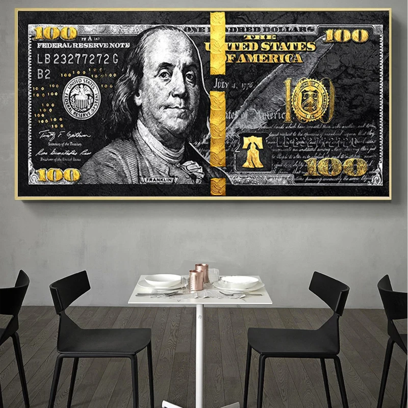 Плакат со стодолларовыми купюрами абстрактное искусство деньги настенная