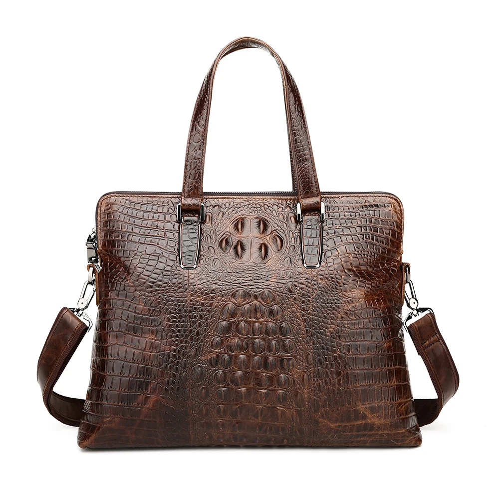 

2021 New Crocodile Grain Leather Briefcase Men's Business Handbag First Layer Leather Messenger Briefcase