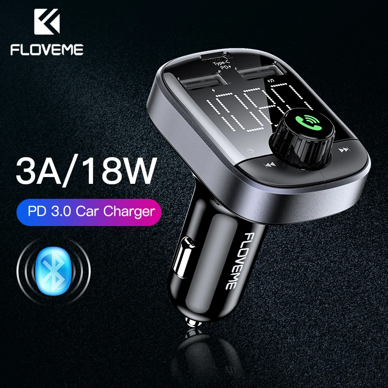 Автомобильное зарядное устройство FLOVEME PD 3 0 Bluetooth 18 Вт А|Зарядные устройства для