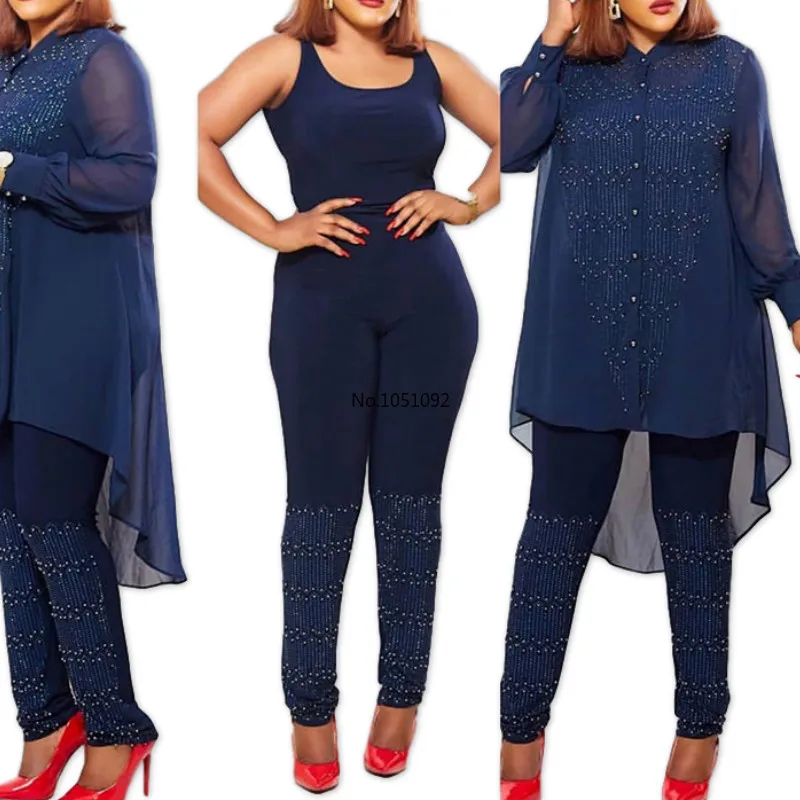 Африканские комплекты для женщин новый комплект из 3 предметов с бриллиантами