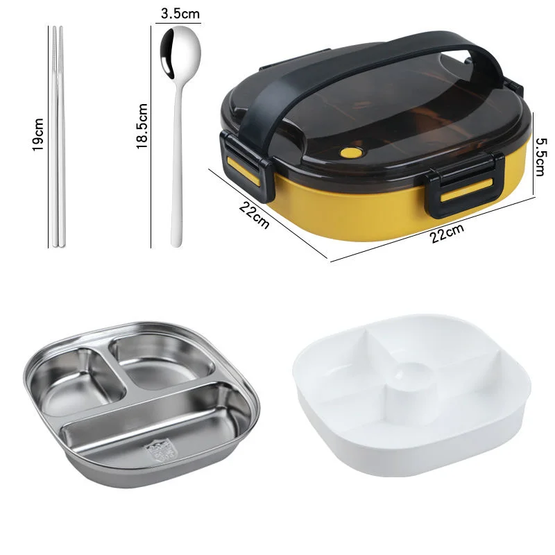 

Stainless Steel Insulation Separated Lunch Box Office Worker Compartment Sealed Leak-proof Lunch Box Adult Student Female Lunch