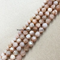 15 natural stone big cuts faceted b quality sunstone round loose beads 6 8 10 mm pick size