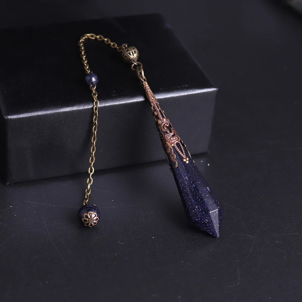Orgone Energy Blue arenaria lapislazzuli cristallo pendolo in pietra naturale per rabdomando ciondolo con ciondolo con collana di gioielli