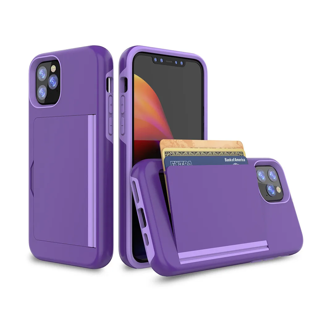 Case -Purple Карамельный цвет чехол для iPhone 11 Pro MAX 7 8 плюс 6 6s X XS чехол для MAX XR защитный чехол-бумажник с отделением для карт для iPhone 5,8 6,1 6,5 7 8 - Цвет: Case -Purple