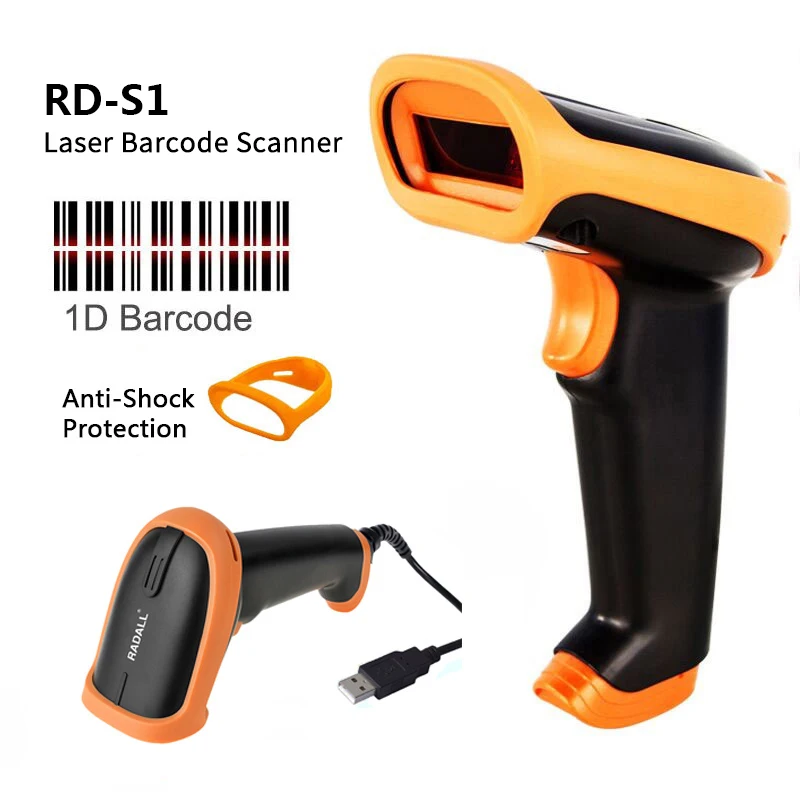 Проводной сканер штрих-кода RADALL считыватель штрих-кодов лазерный Usb Ручной
