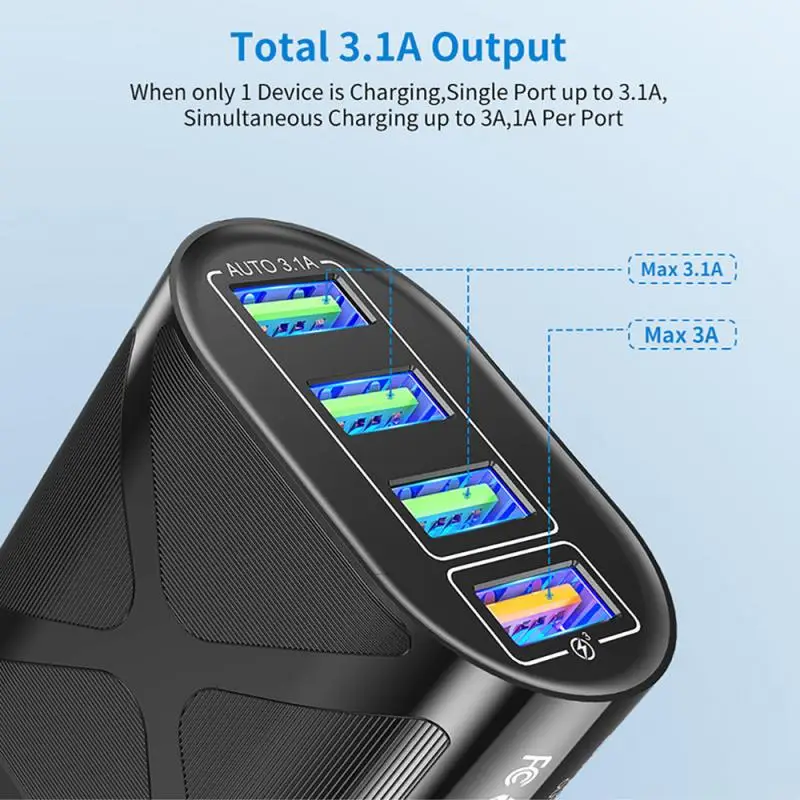 Сетевое зарядное устройство с 4 USB-портами 48 Вт QC 3 0 | Мобильные телефоны и