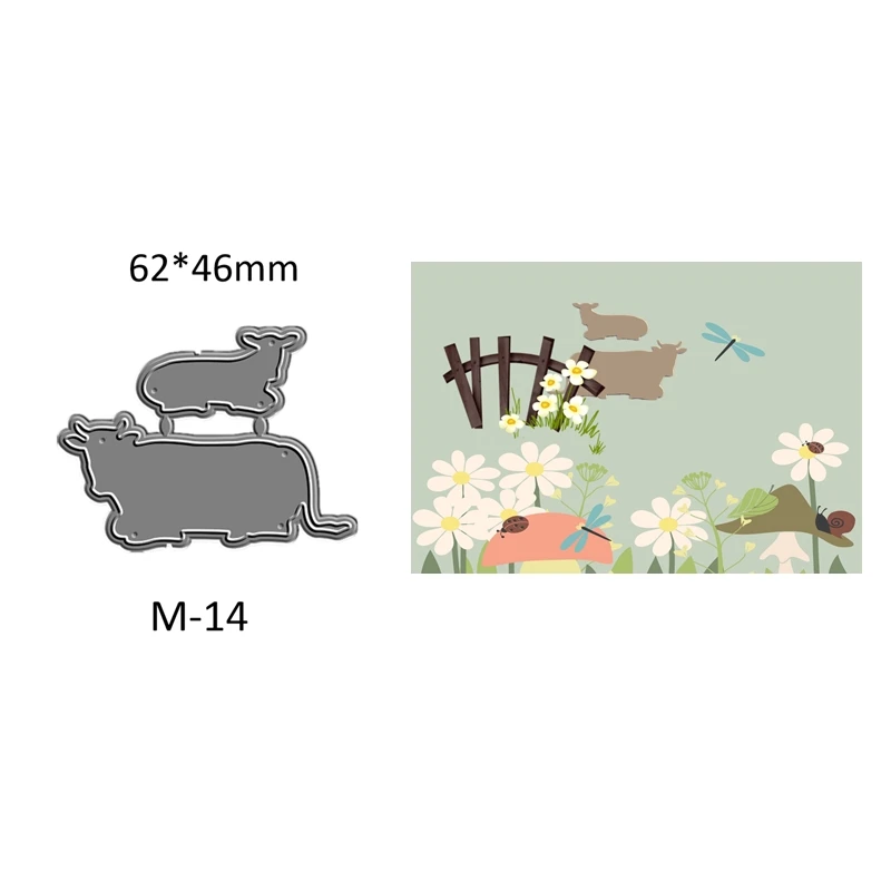 2021 New Arrival Cutting Dies Scrapbooking Christmas Cattle Sheep Background Album Halloween Decorat Frame Card Craft No Stamp