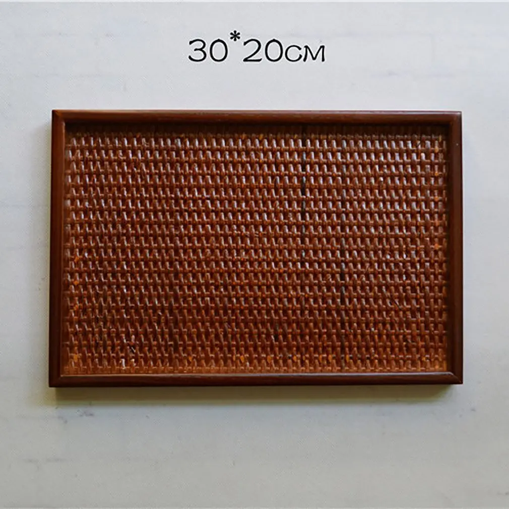 Японский стиль обжиг паулония деревянный поднос для чая с металлическими краями