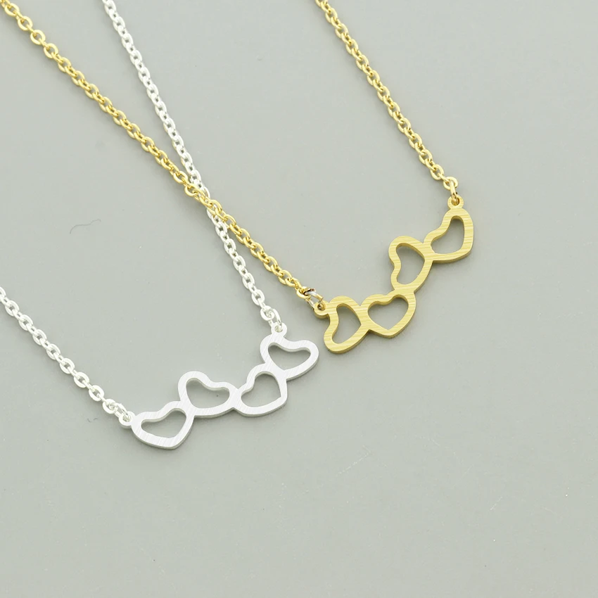 

Double Heart Necklaces Pendants For Women Love jewellery Bridesmaid Gifts Stainless Steel Link Chain Bijoux Femme Collier Choker