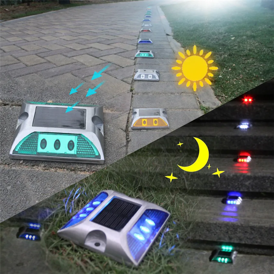 

BEIAIDI Outdoor Solar Deck Light Landscape Driveway Dock Light Waterproof Road Markers Lamp For Step Sidewalk Garden Pathway
