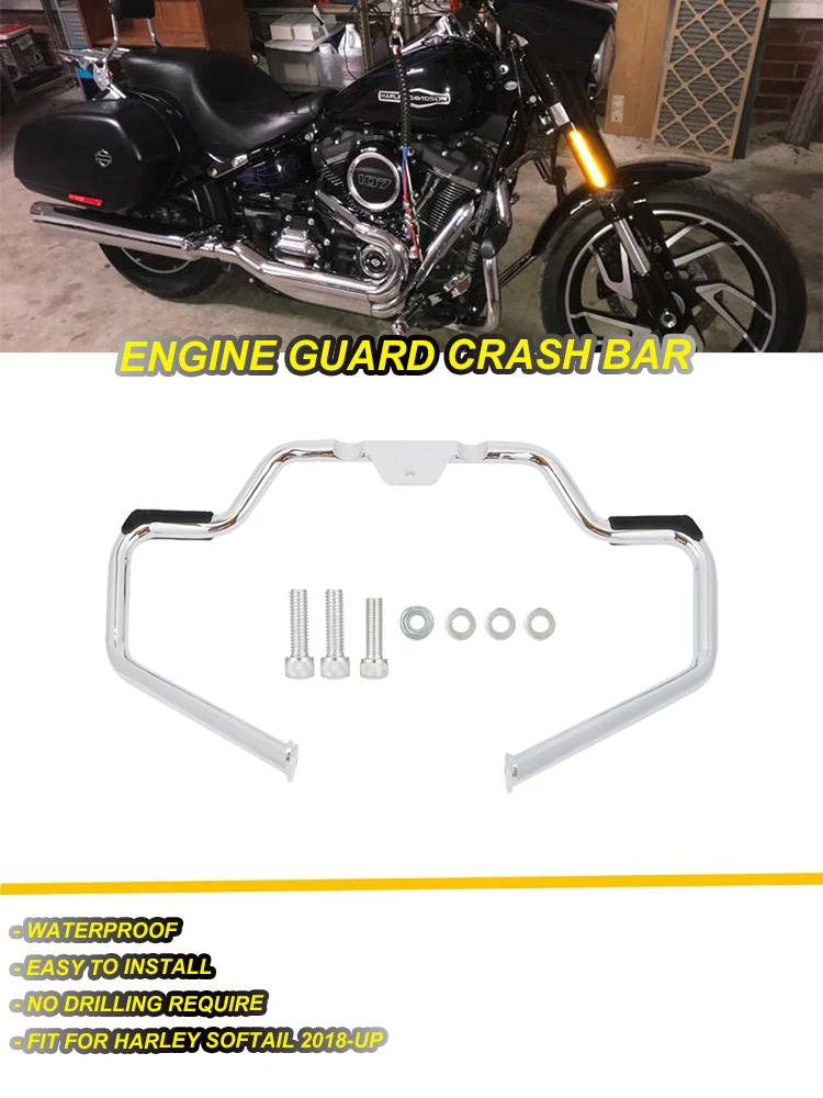 Chrome Mustache Engine Guard Frame Highway Crash Bar For Harley Softail Heritage Fat Boy FXBR FXFB FLHC FXLR FLFB-UP