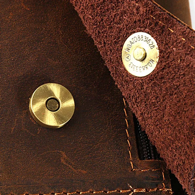 

AETOO Crazy Horse Leather Men's and women's mobile phone bag pants belt portable wallet top leather hand made Leather Wallet Zip