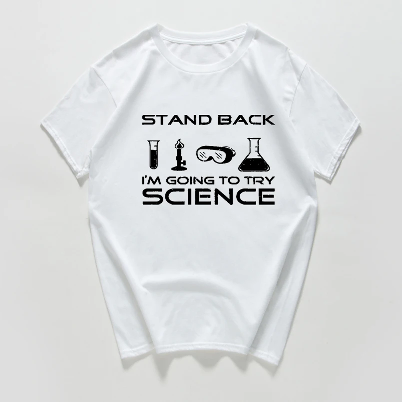 Stand back i am'm to try science забавная Футболка мужская хип-хоп хипстерская уличная футболка homme мужская одежда harajuku Топ