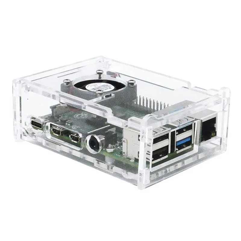 Плата Raspberry Pi 4 Model B в комплекте с алюминиевым чехлом радиатором переключателем