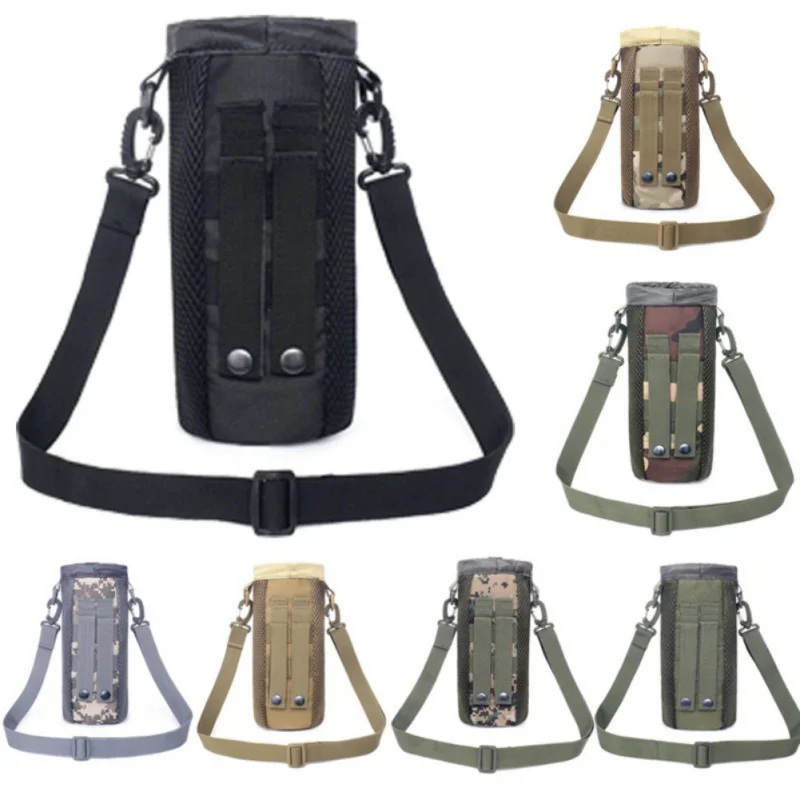 500ml Tactical Molle Water Bottle Pouch Nylon Military Holster Outdoor Travel Kettle Bag Drawstring Camping Hiking - купить по