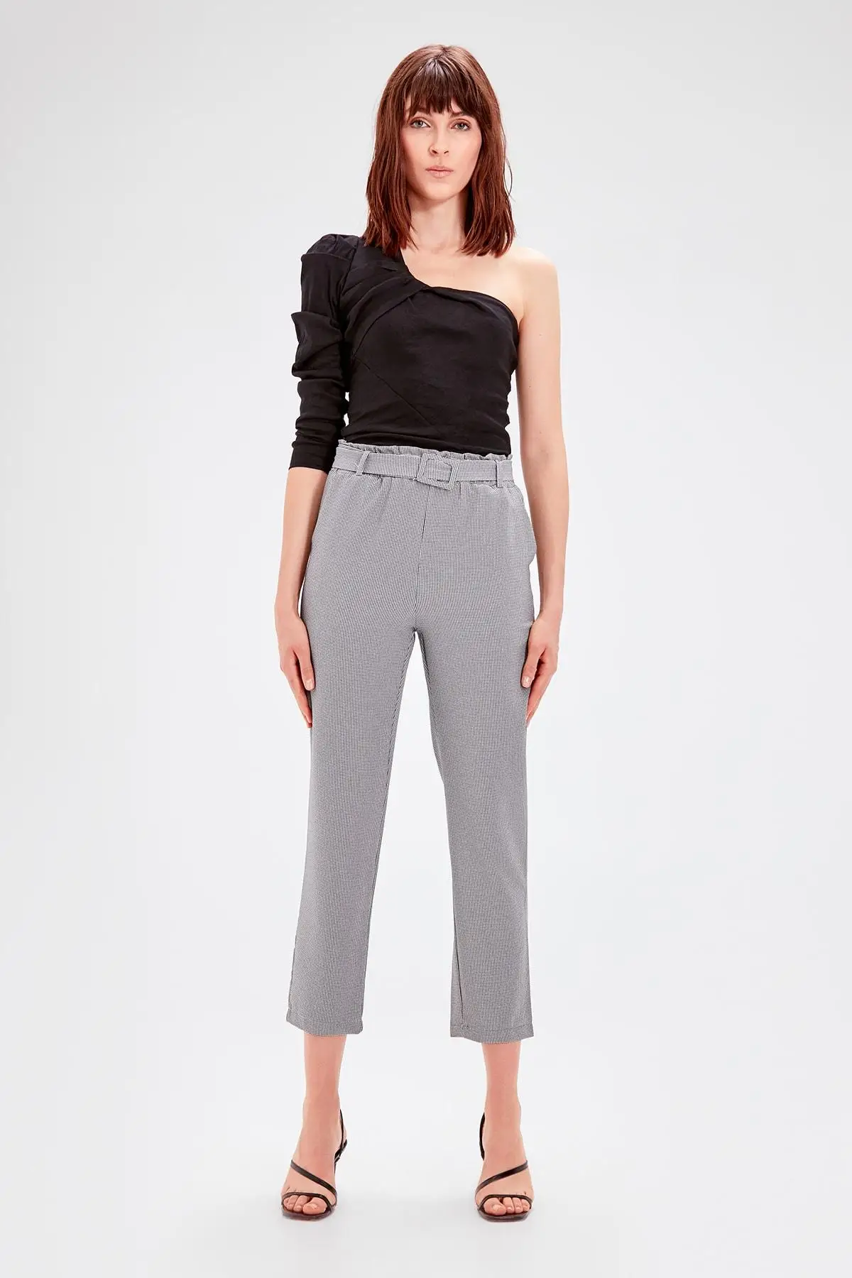 Trendyol черные штаны с рисунком гусиных ног TWOAW20PL0297