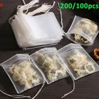200 шт.100 шт.лот чайные пакетики пищевого класса пустые пакетики для ароматизированного чая со шнурком, Запаянные, фильтровальная бумага для травяного рассыпного чая, чайных пакетиков