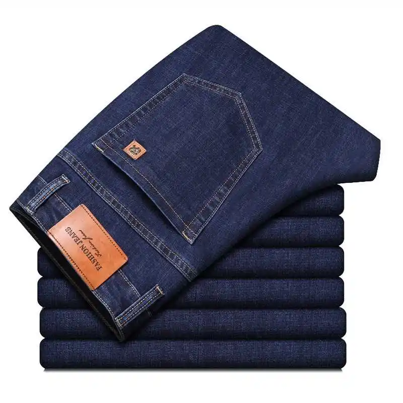 

SULEE Brand 2021 New Men's Slim Elastic Jeans Fashion Business Classic Style Jeans Denim Pants Trousers Male