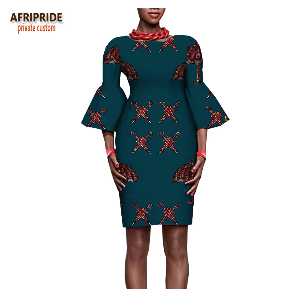 Лето Новое поступление AFRIPRIDE частный заказной плюс мини-платье для женщин с широкими рукавами батик хлопок повседневное Клубное платье sa722530 - Цвет: 521J