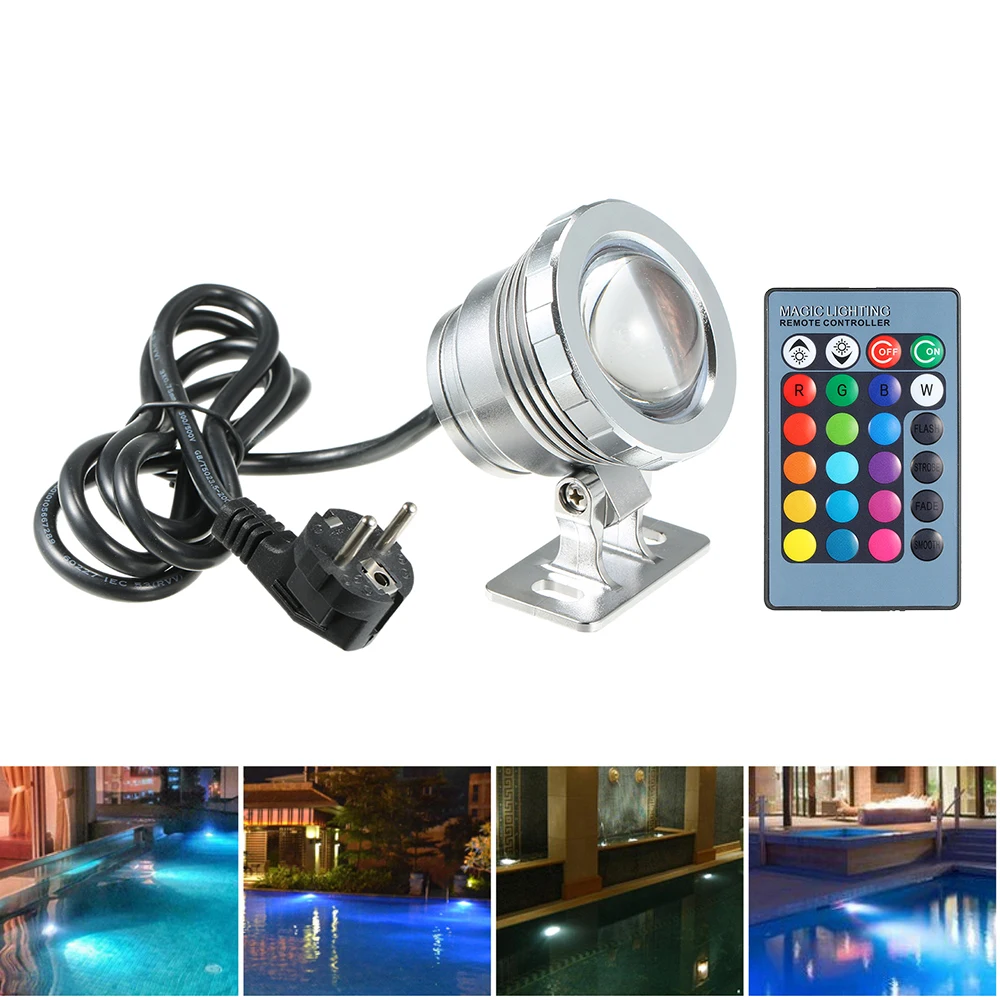 

20W RGB Led Underwater Light Waterproof IP65 Fountain Pool Ponds Aquarium Tank Lamp 16 color+ Remote controller Spot Lights