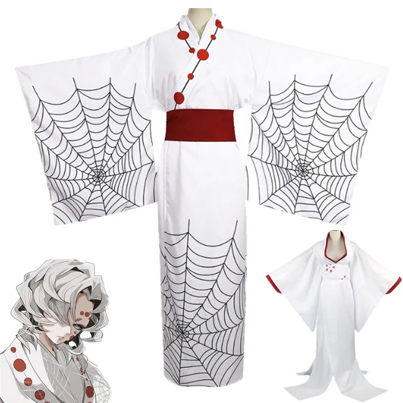 Cosplay Costume Halloween Party Kimono Full set Clothes Anime Demon Slayer Kimetsu no Yaiba Spider Rui Mother