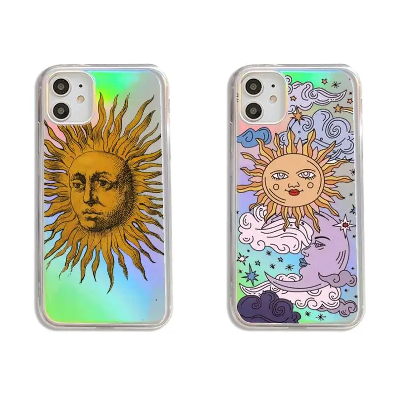 

Sun and Moon Face art pattern Phone Case Transparent for iPhone 7 8 11 12 se 2020 mini pro X XS XR MAX Plus
