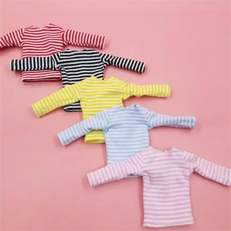 Однотонная футболка в полоску 1 шт. с длинным рукавом для кукол Blyth Licca barbi 1/6