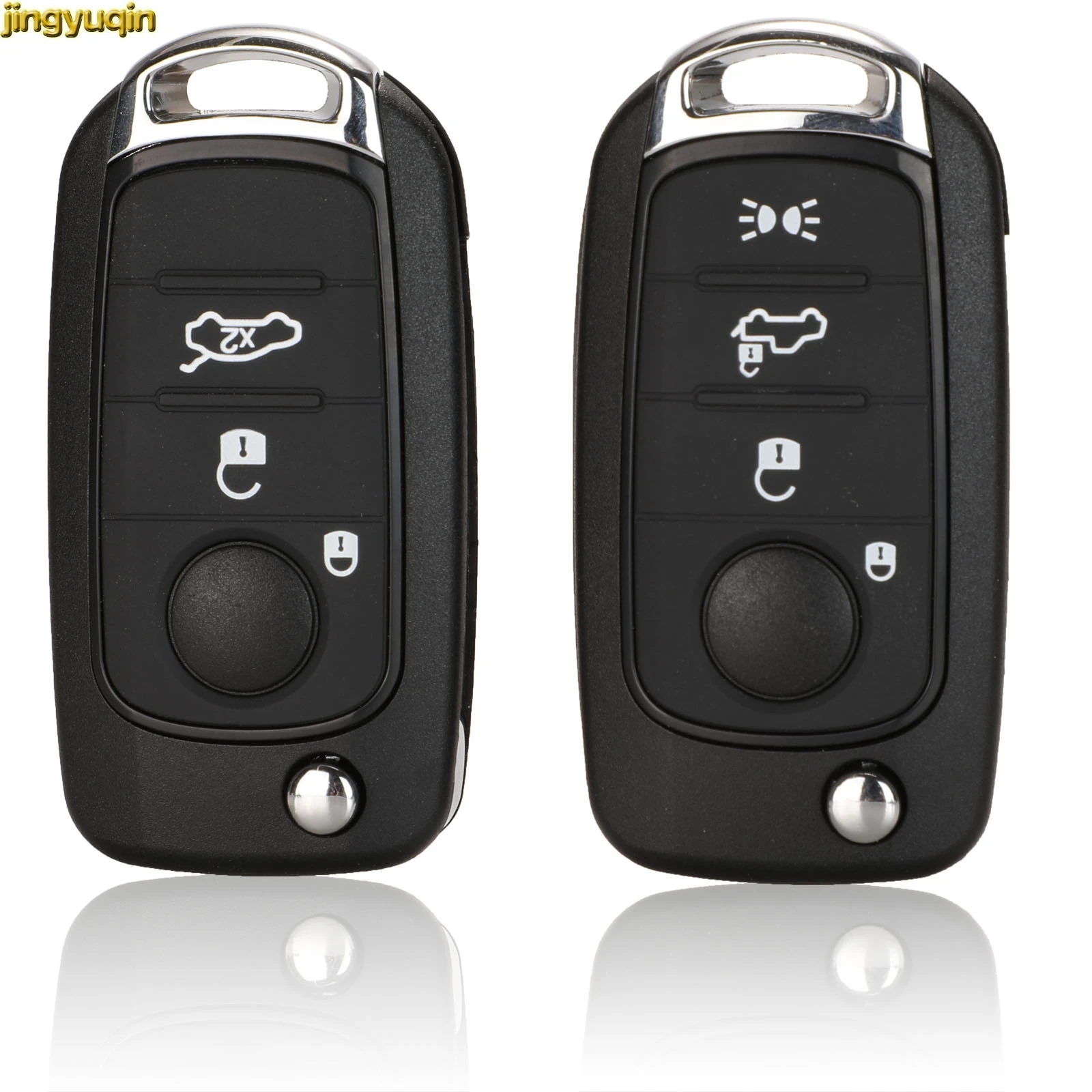 

Jingyuqin 5pcs Flip Folding 3/4 Buttons Remote Car Key Fob Shell Blanks For Fiat Egea Tipo 500X With Uncut Key Blade SIP22