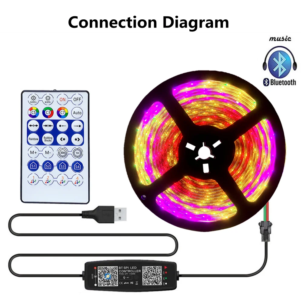 Светодиодный пиксельный контроллер WS2812B Bluetooth-музыка с микрофоном пульт