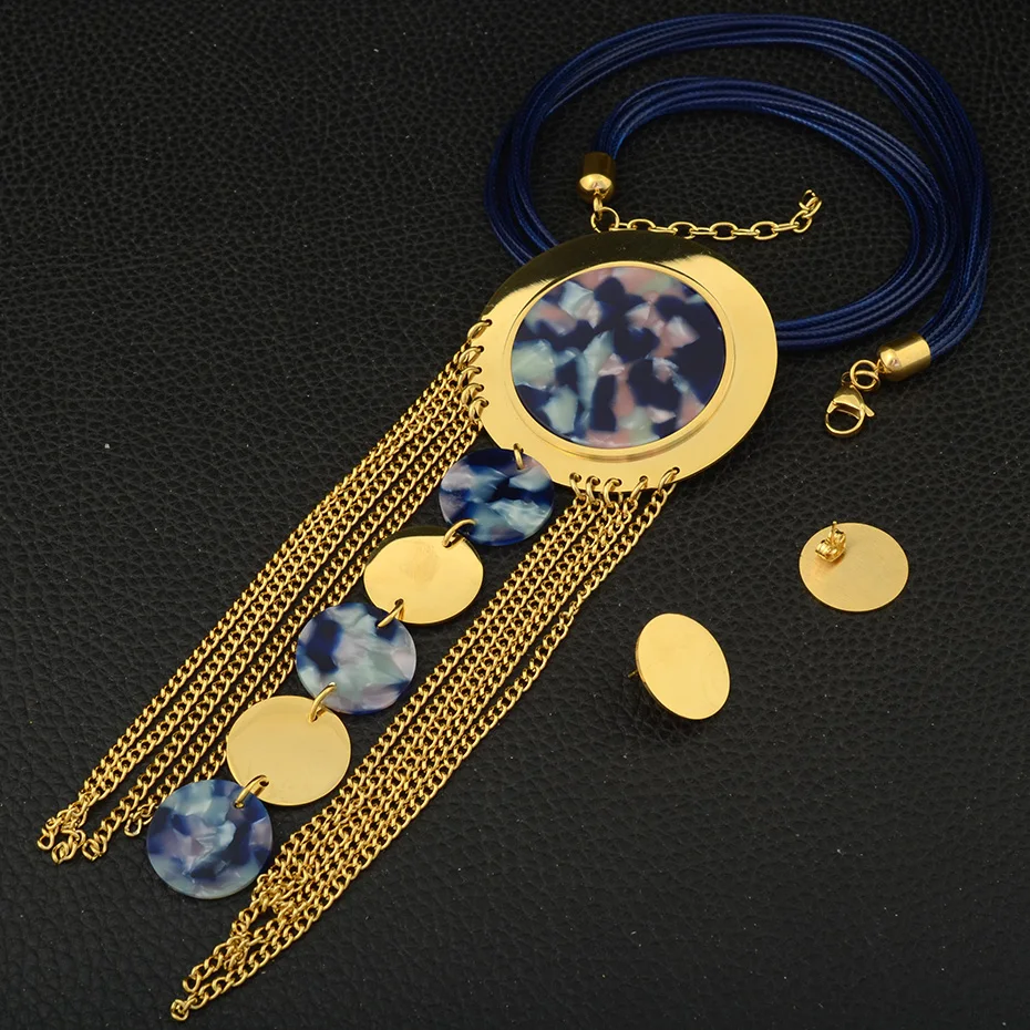 Модный металлический длинный большой круглый кулон из нержавеющей стали