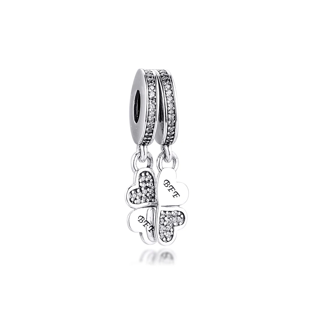 

Fits Europe Bracelets 925 Sterling Silver Best Friends Forever Dangle Charms Clear CZ Beads DIY Jewelry Making Gift for Women