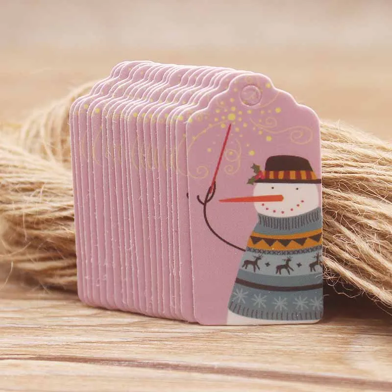 Новый стиль 2x4 см белый/коричневый цвет с днем рождения/с рождественским принтом