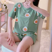 pajama sets women summer new trendy simple korean sweet printed loose schoolgirls homewear kawaii leisure soft womens sleepwear
