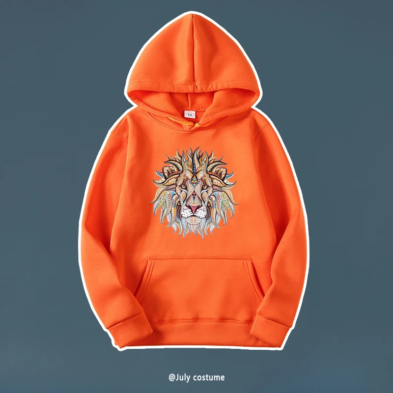 

Men's Spring and Autumn New Hoodie Men/Women Sweater Sweatshirt Casual Long Sleeve Lion Print Hoodie S-3XL