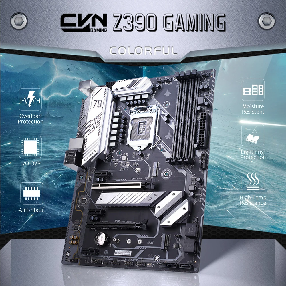 Цветная игровая материнская плата CVN Z390 V20 с поддержкой процессоров Intel LGA1151 Coffee