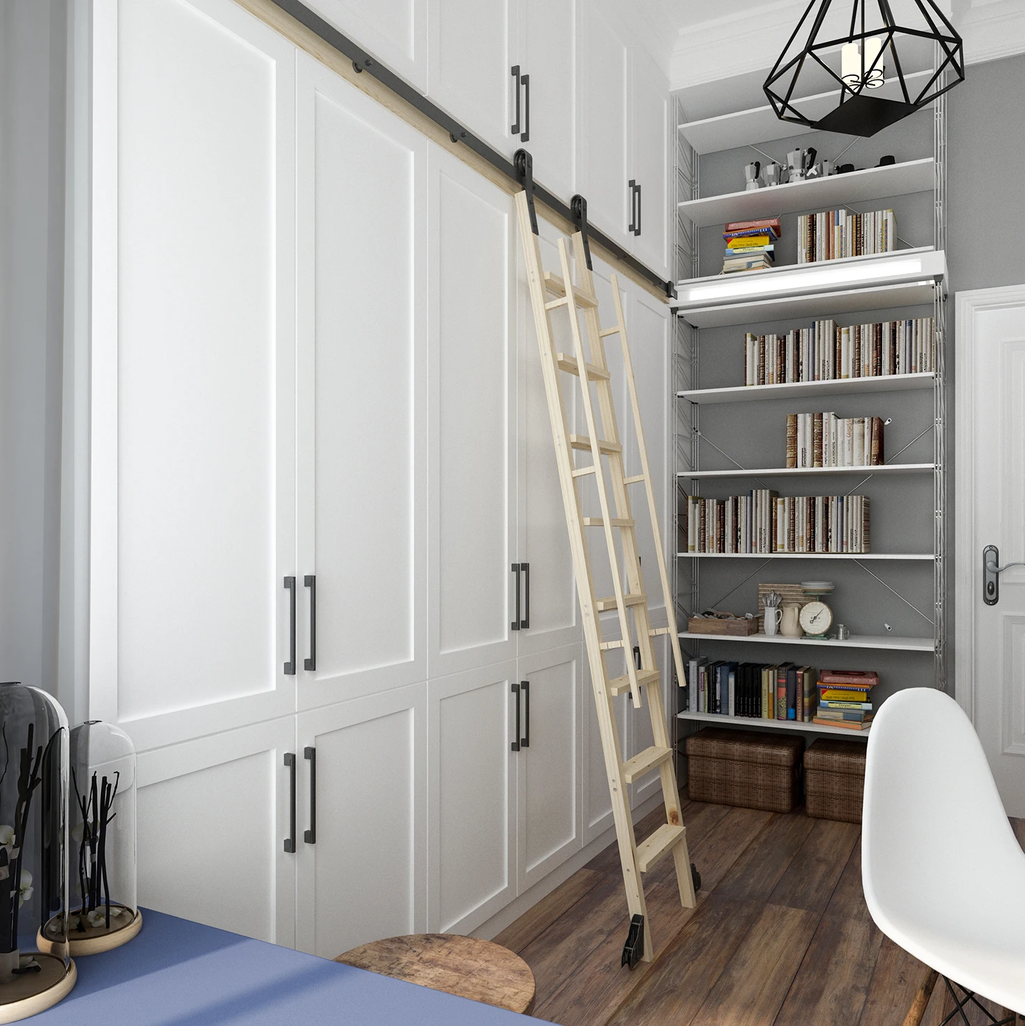 

Подвижная лестница DIYHD для дома и офиса, черная скользящая лестница в рустикальном стиле