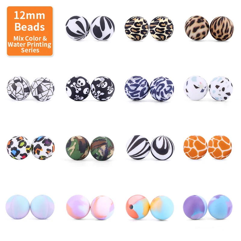 

TYRY.HU 200Pcs 12mm Silicone Teether Beads BPA Free Silicone Beads Food Grade DIY Baby Teething Necklaces Pacifier Chain