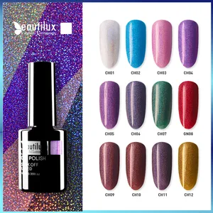 Гель-лак с голографическими блестками, УФ-гель для ногтей радужных цветов, 10 мл, 1 шт.