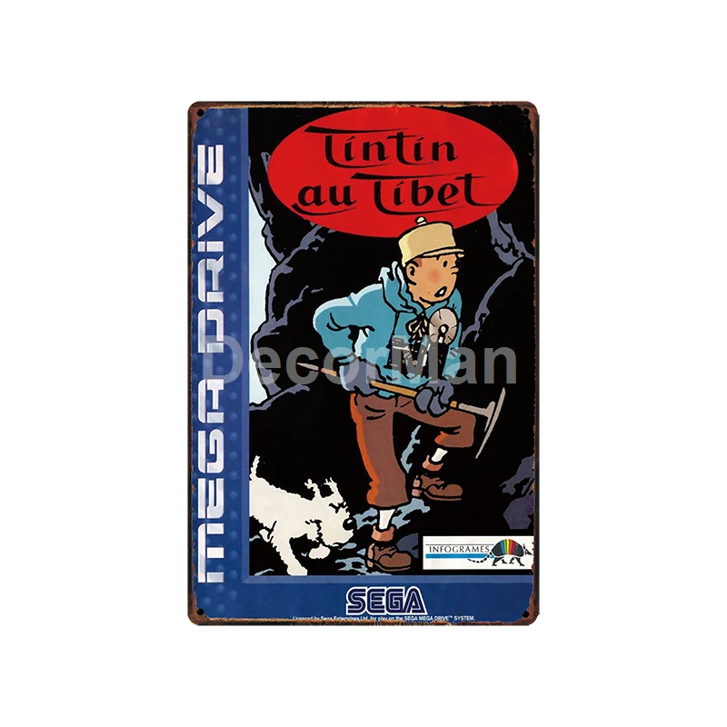 [DecorMan] TINTIN adventures мультфильм жестяная вывеска на заказ росписи картины Бар Декор LT-1828