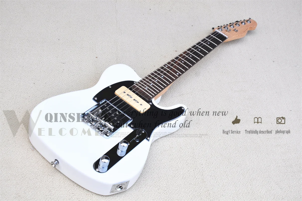

factory custom kids guitar,children white guitar, fixed bridge,P90 pickup,chrome buttons