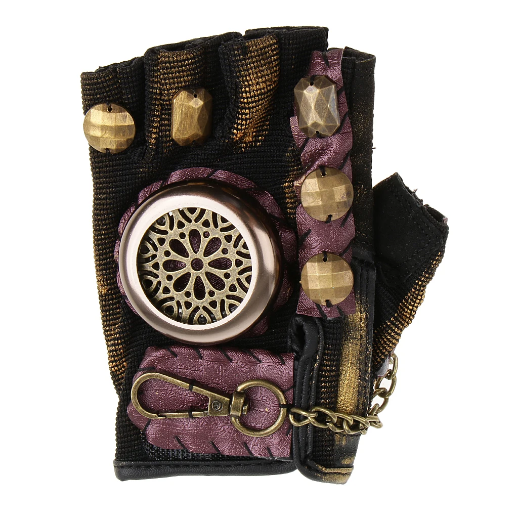 

Steampunk Vintage Fingerless Artificial Leather Gloves Cosplay