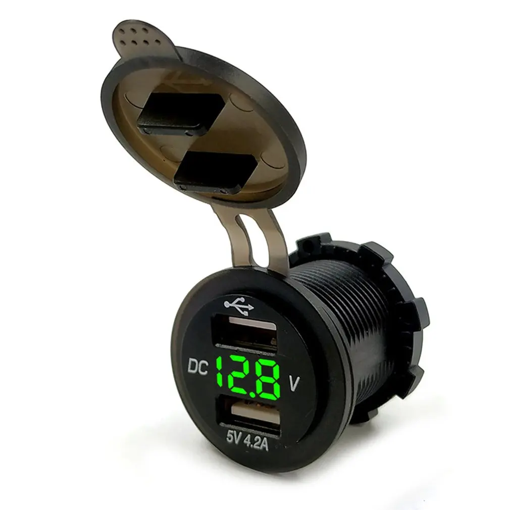 5V 2.1A автомобильное зарядное устройство двойной USB порт светодиодный дисплей