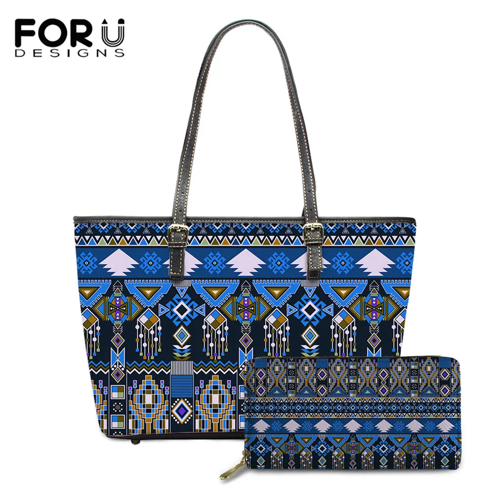 

Новое поступление от FORUDESIGNS, женская сумочка из искусственной кожи с принтом американского племени, роскошные сумки на плечо и кошелек, женс...