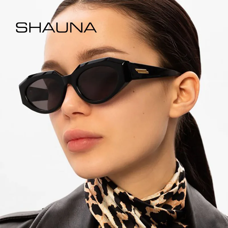 Женские и мужские солнцезащитные очки SHAUNA, солнцезащитные очки в стиле ретро с кошачьим глазом синего цвета и шампанского, UV400