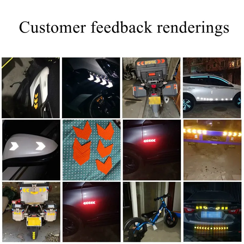 

10 Pcs/set Protective Equipment Bicycle Arrows Reflective Stickers Light Instructions Emergency Avoidance Washable